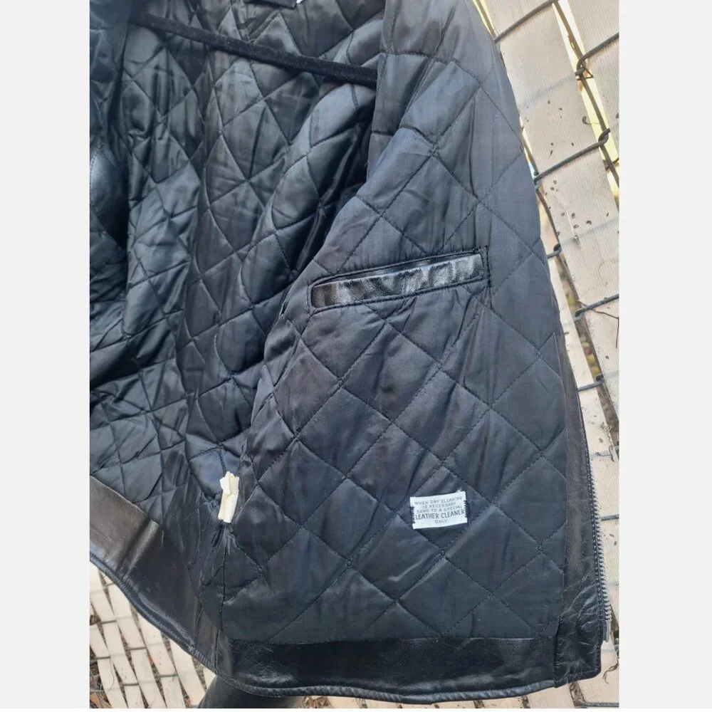 Vintage 1970s Harley Davidson Leather Motorcycle Jacket Men 44 Wool Lining Black - Picture 13 of 16